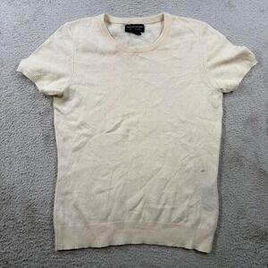 Sutton Studio Sweater Womens Small Cream 100% Cashmere Short Sleeve Shirt Soft